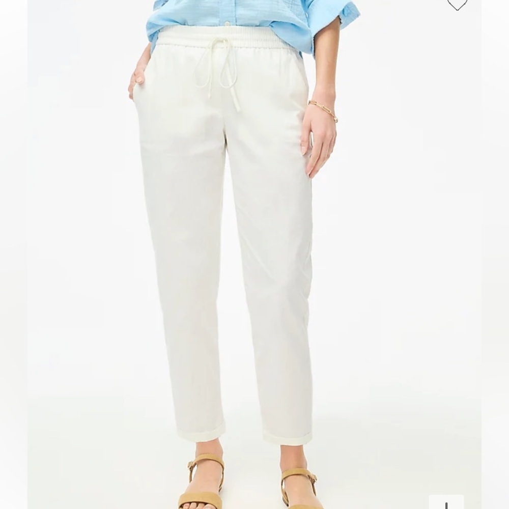 Pink J Crew  Factory Linen Cotton Joggers - Picture 2 of 5